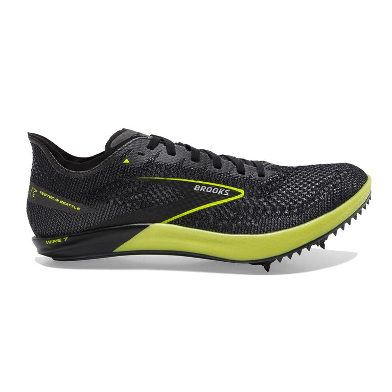 Brooks Wire 7 Men's Track & Cross Country Shoes - Black/Nightlife/GreenYellow (73685-YRVW)